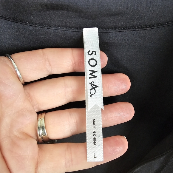 SOMA Satin Black Button Front Sleepshirt - Picture 7 of 14